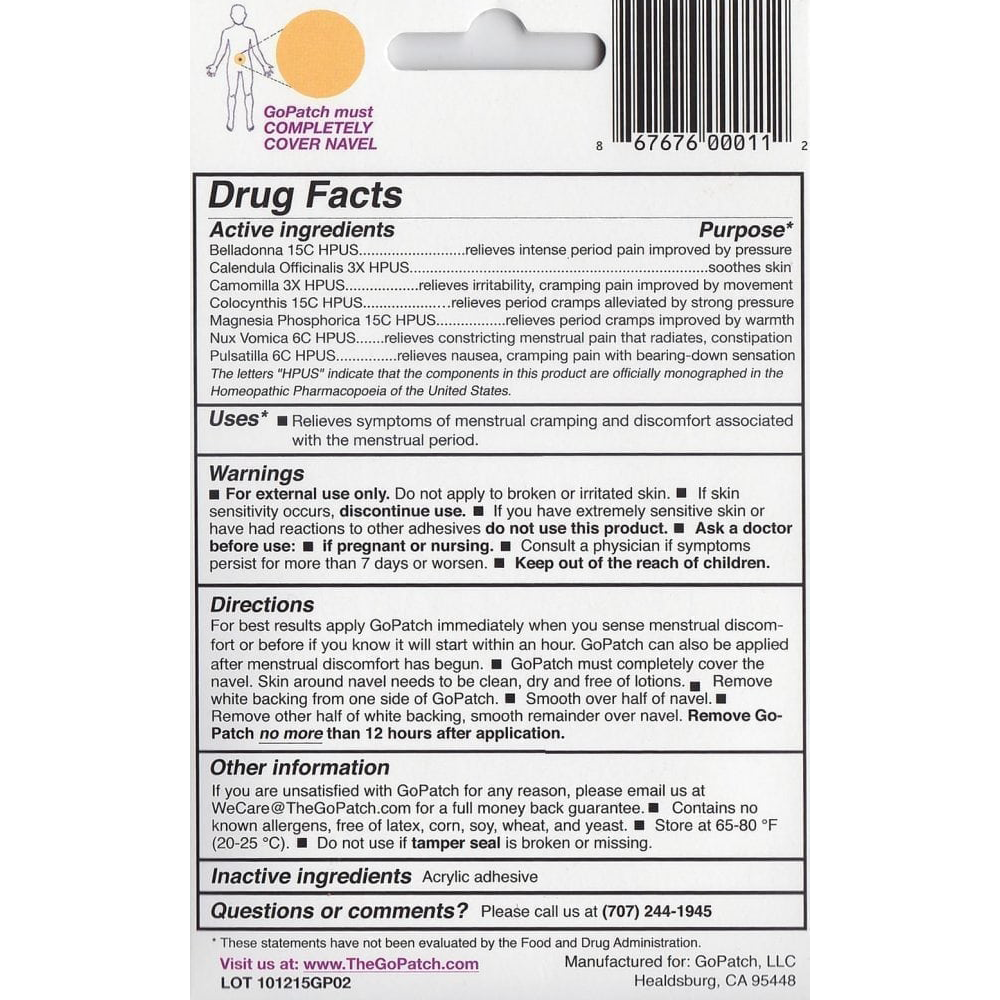 GoPatch Menstrual Cramp + PMS Relief