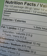 nutrition facts on a food label