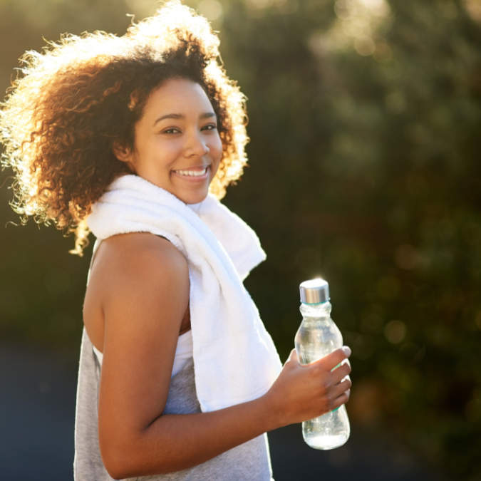 Woman staying hydrated